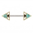 Piercing téton style ancien à triangles sertis Turquoise