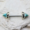 Piercing téton style ancien à triangles sertis Turquoise