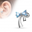 Piercing tragus / cartilage � noeud papillon avec pierres triangulaires