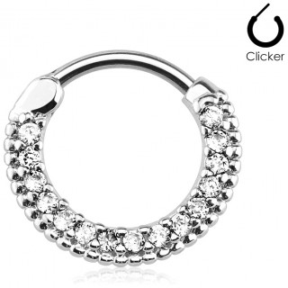 Anneau � clips pav� de strass clairs