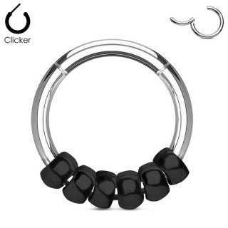 Anneau acier � perles noires (segment clips)