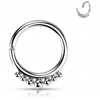 Anneau ajustable par torsion en acier Argent� � perles gradu�es