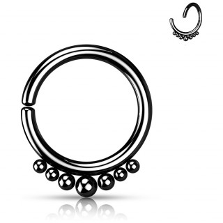 Anneau ajustable par torsion en acier Noir � perles gradu�es