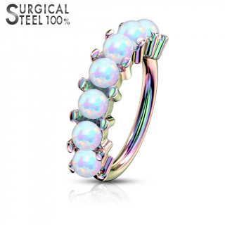 Anneau arc en ciel en acier serti de 7 opales (Top qualit�)