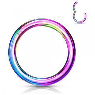 Anneau clipsable Arc en ciel en titane grade 23 (nez, oreille...)