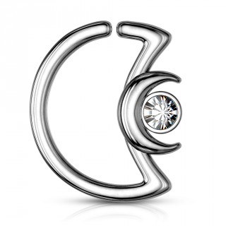 Anneau cartilage duo de lunes � cristal - Clair (Daith...)
