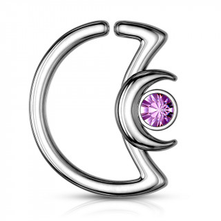 Anneau cartilage duo de lunes � cristal - Violet Tanzanite (Daith...)
