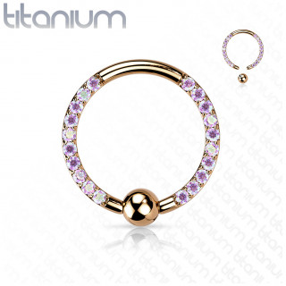 Anneau CBR en Titane cuivr� � arcs de zirconiums Aurore Bor�ale