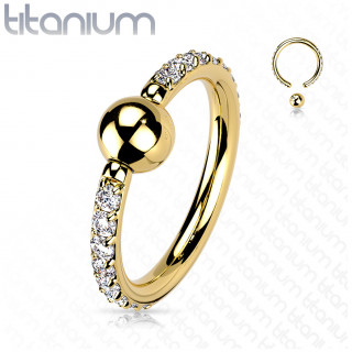 Anneau CBR en Titane Dor� � pourtour de zirconiums