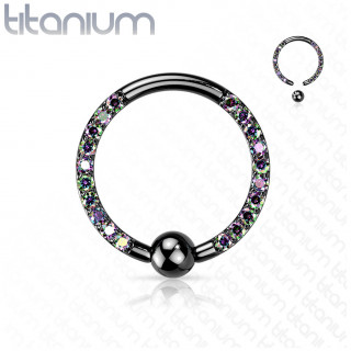 Anneau CBR en Titane noir � arcs de zirconiums