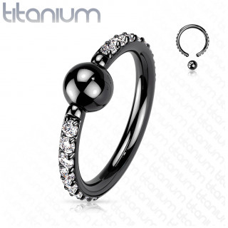 Anneau CBR en Titane Noir � pourtour de zirconiums