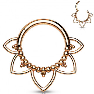 Anneau charni�re � fleur tribale en acier cuivr� haute pr�cision