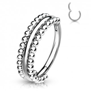 Anneau charni�re Argent� bord� de perles (en acier haute pr�cision)