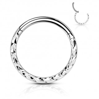 Anneau charni�re Argent� � design chevrons (en acier haute pr�cision)