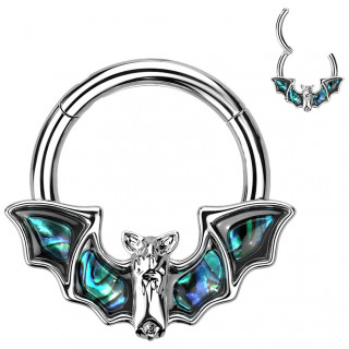 Anneau charni�re chauve-souris � ailes d'abalone