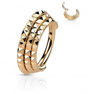 Anneau � charni�re cuivr� en acier haute pr�cision � lignes pyramides