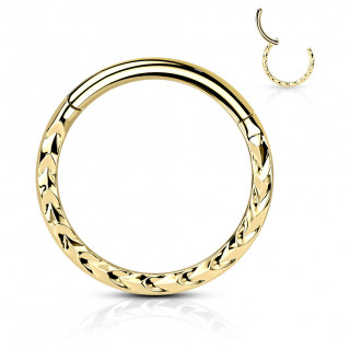 Anneau charni�re Dor� � design chevrons (en acier haute pr�cision)