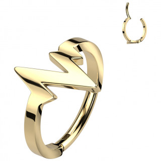 Anneau charni�re dor� design electrique en acier haute pr�cision (l�vre, h�lix...)