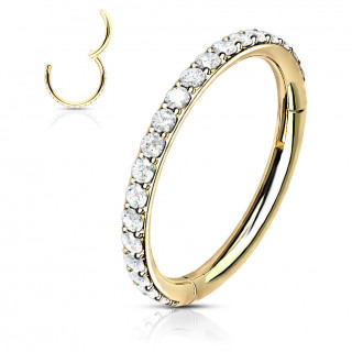 Anneau charni�re Dor� � tranche sertie (en acier haute pr�cision)