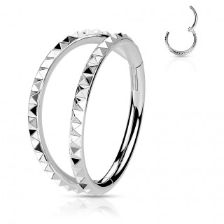 Anneau charni�re doubl� � pyramides (en acier haute pr�cision)