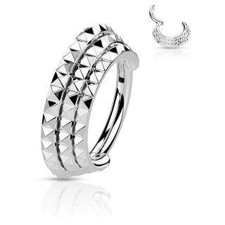 Anneau � charni�re en acier haute pr�cision � lignes pyramides