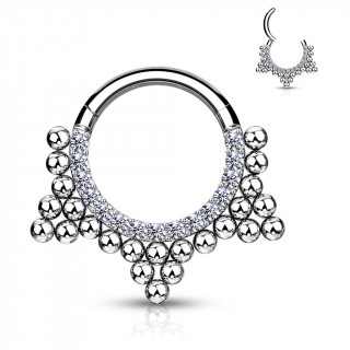 Anneau � charni�re en acier haute pr�cision serti et perl� en �toile