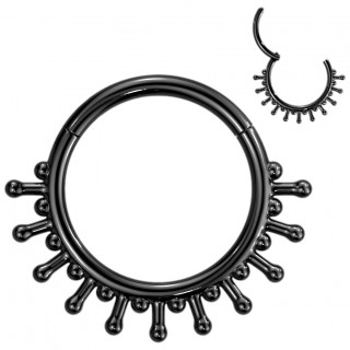 Anneau charni�re en acier style soleil Noir