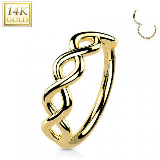 Anneau charni�re en or jaune 14 carats � spirale