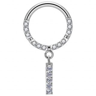 Anneau charni�re en Titane � arcs de zirconiums bord�s et barette suspendue (septum et oreille)