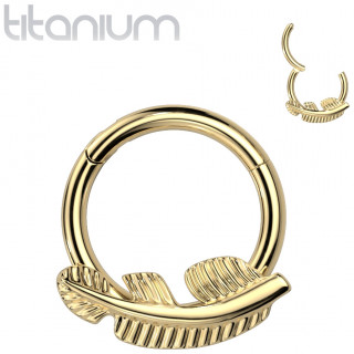 Anneau charni�re en Titane dor� � plume