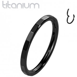 Anneau � charni�re en Titane Noir � facettes rectangulaires