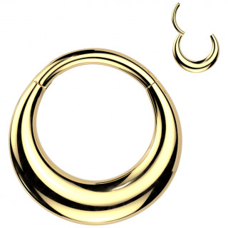Anneau charni�re Lune dor�e en acier haute pr�cision (oreille, septum...)
