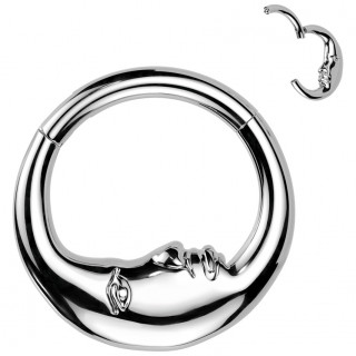 Anneau charni�re Lune Visage en acier haute pr�cision (oreille, septum...)