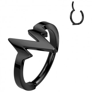 Anneau charni�re noir design electrique en acier haute pr�cision (l�vre, h�lix...)