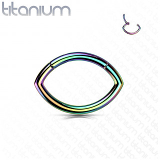 Anneau charni�re oval en Titane Arc en ciel (septum, tragus, h�lix...)