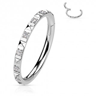 Anneau � charni�re � pyramides et zirconiums (acier haute pr�cision)