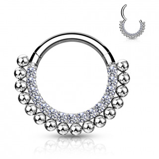 Anneau charni�re serti � pourtour perl� (acier haute pr�cision)