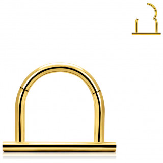 Anneau charni�re Titane dor� en forme de "U" invers� � barre droite