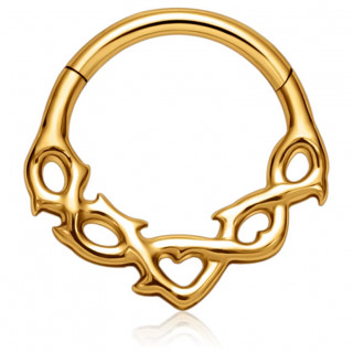 Anneau charni�re Titane dor� � flammes tribales