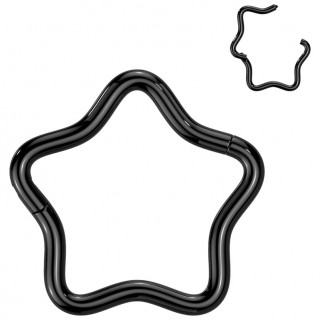 Anneau charni�re Titane noir en forme d'�toile