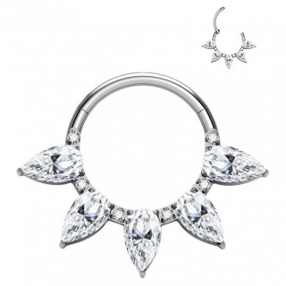 Anneau charni�re Titane � p�tales de zirconiums (septum, daith...)