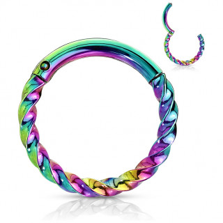 Anneau charni�re twist� multicolore en acier haute pr�cision