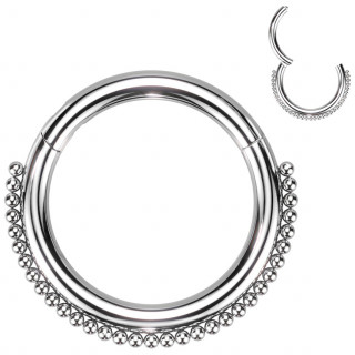 Anneau clicker acier haute pr�cision � arc de perles fines (septum, h�lix, lobe...)