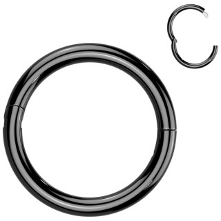 Anneau clicker noir en Titane ASTM F-136 � crochet s�curis�