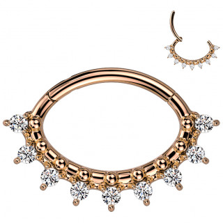 Anneau clicker ovale en acier cuivr� haute pr�cision bord� de zirconiums