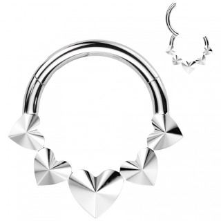 Anneau clicker Titane � coeurs chics (septum, h�lix, lobe...)