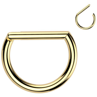 Anneau clicker Titane dor� en forme de D (id�al septum)
