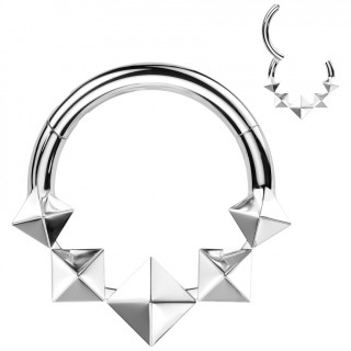 Anneau clicker Titane � pyramides (septum, h�lix, lobe...)