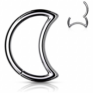 Anneau clipsable acier Argent� en forme de lune