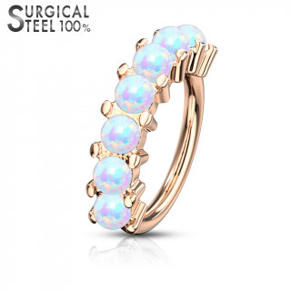Anneau cuivr� en acier serti de 7 opales (Top qualit�)